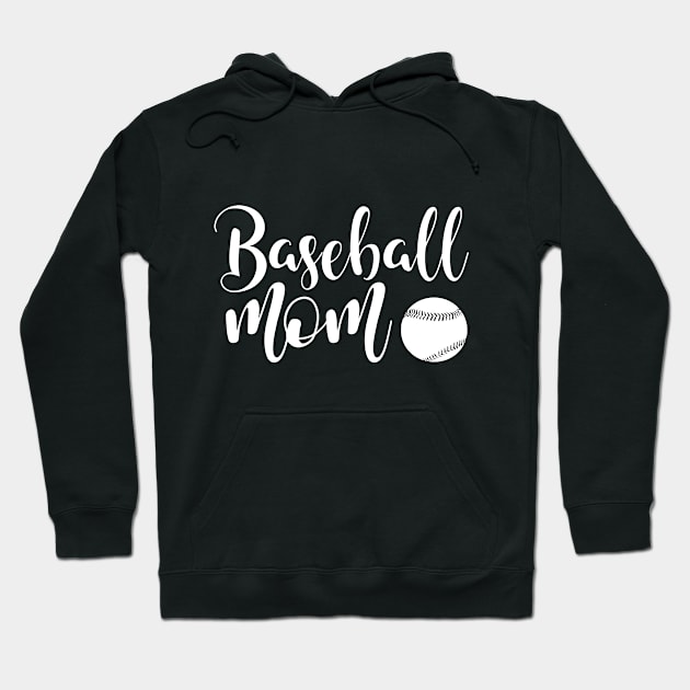 Baseball mom white letters with a baseball Hoodie by TheBlackCatprints